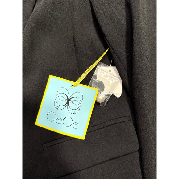 CeCe Black Women's Notched Collar Contrast Ruffled-Cuff Blazer XS - Picture 8 of 12